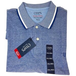 Chaps Blue Polo Shirt with White Trim Casual Knit